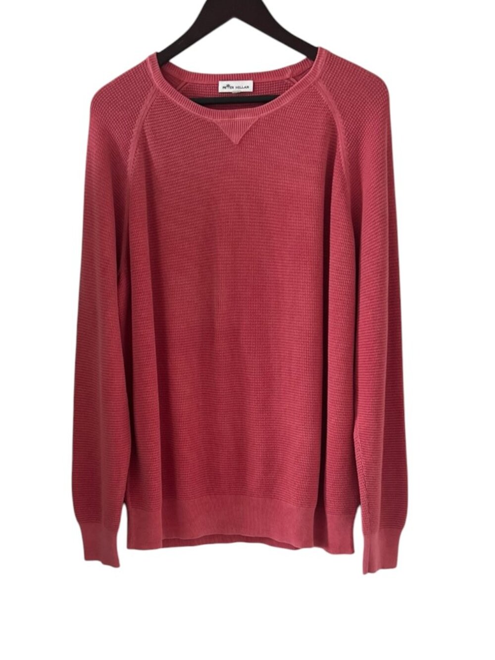 Peter Millar Men's Waffle Knit Crew Neck Pullover Sweater In Salmon Size XL
